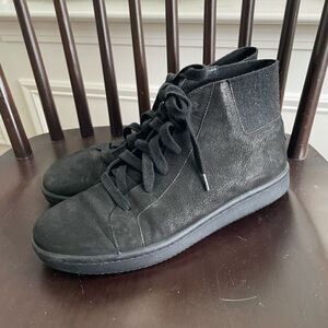 Eileen Fisher Gaze Tumbled Nubuck High-Top Sneaker Black 7